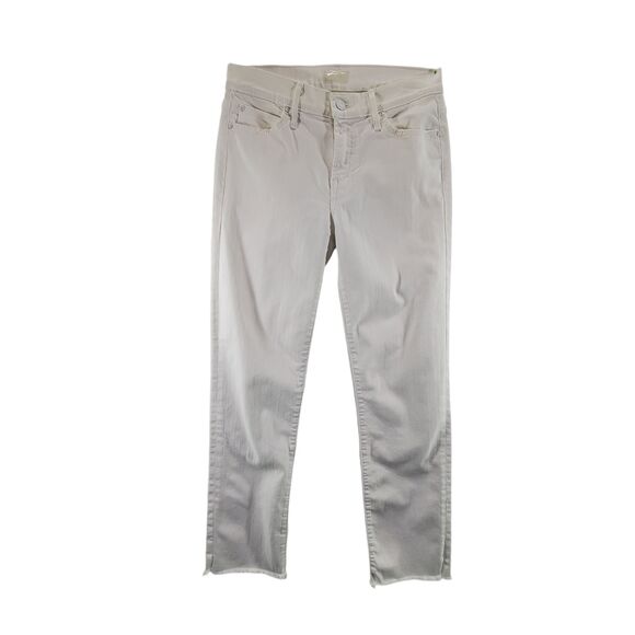 29x27 Mother Jeans The Rascal Ankle Snippet Stayin Alive White Raw Hem Mid Rise - Picture 1 of 14